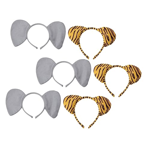 Amosfun 6st Tierisches Stirnband Tigerohren Hasen-haar-accessoires Flauschiges Stirnband Haarbänder Für Tierohren Häschen-make-up-stirnband Haarschmuck Für Elefanten Kurzes Plüschmaterial von Amosfun