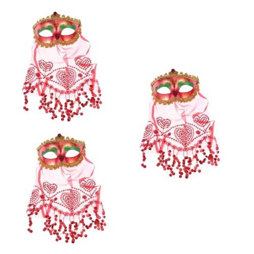 Amosfun 9 Stk Maskerade-Schleier karneval maske faschingsmasken Zubehör für Halloween-Partys Vintage-Schmuck Outfits Maskerade-Maske Cosplay-Maske Partyschleier Spaß Venedig Fräulein rot von Amosfun