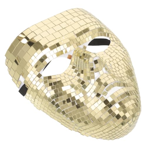 Amosfun Blitzmaske Spiegelmaske beängstigende Maske Abs Disco-Kugel-Helm Balsam Spa Halloween Masken halloweenmaske Gesichtsmaske Halloween Party-Maske männliche Maskerademaske Glas Golden von Amosfun