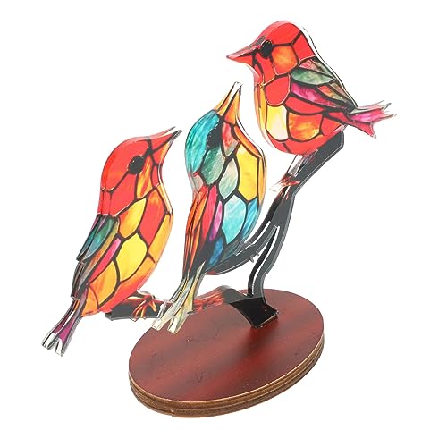 Amosfun Bunte Vogel-Dekorationen Für Zuhause Heimdekoration Kolibri-Statue Gartenvogelstatue Szenenlayout- Simulationsvogelverzierungen Kardinales Schmetterling Pfau Hölzern von Amosfun