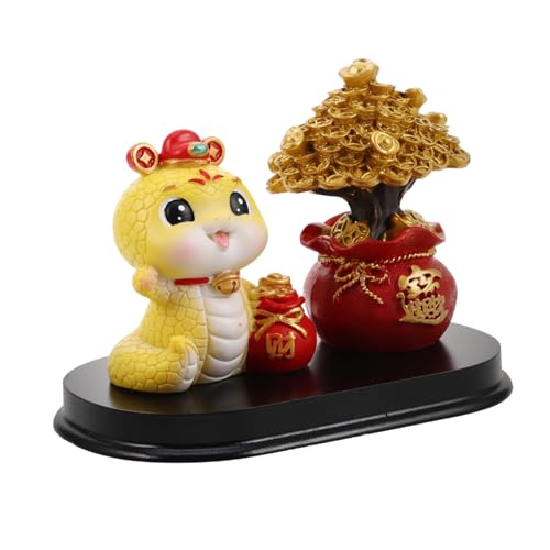 Amosfun Chinesische Sternzeichen-schlangenstatue Feng Shui Schlangen-Ornament Für Glück, Reichtum, Wohlstand, Handgefertigte Kunstharz-Schlange, Wackelkopf, Heimdekoration von Amosfun