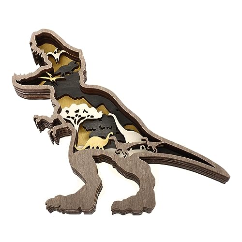 Amosfun Design Dinosaurier Ornament Holz Dinosaurier Form Figur Für Schlafzimmer Wohnzimmer von Amosfun