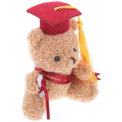 Amosfun Doktorhut Bär Stofftier Plüschbär Abschluss Bär Stofftier Bär kuschelbären cuddly toy Spielzeuge Bärenschmuck für Blumenstrauß Bären mit Abschlussmotiv pp Baumwolle rot von Amosfun