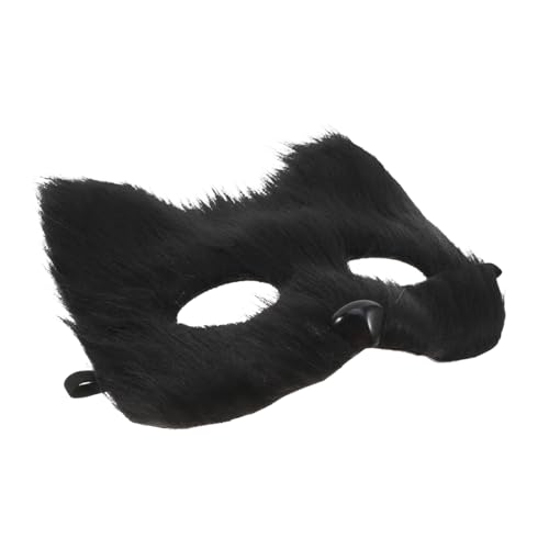 Amosfun Fuchs Maske Plüschtiermaske Maskerademasken Tiergesichtsmaske Maskerade Cosplay-maske Japanische Fuchsmasken Halloween-partyzubehör Katzenmasken Halloween-partymaske Black Flanell von Amosfun