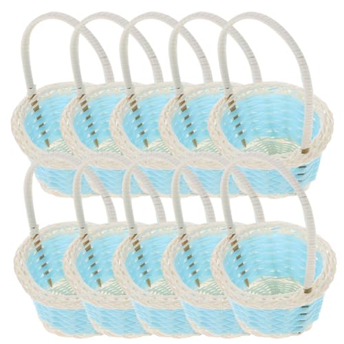 Amosfun Geflochtene Miniaturkörbe Mit Griffen 10 Stück Winziger Rattan-Einkaufskorb Süßigkeiten-Geschenkkorb Kleiner Mini-Blumenkorb Für Hochzeit Party Gastgeschenke Basteln Dekor Blau von Amosfun