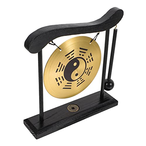 Amosfun Gong-Verzierung Vintage-Dekoration für zu Hause einzigartiges Gonghandwerk Hardware Gong-Schmuck Desktop neuartige gongverzierung Alter Gong Szenenlayout Gong Gongs Holz Black von Amosfun