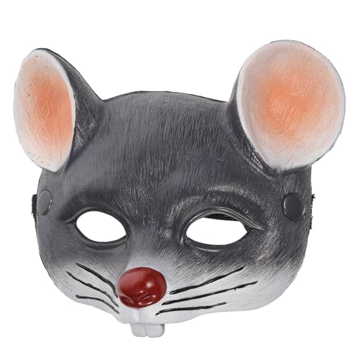 Amosfun Graue Rattenmaske – Mausmaske Realistisches Rattenkostüm Narbe Rattenkopfmaske Tierkostüm Therian-Maske Halloween-Kostüm Cosplay-Requisiten von Amosfun