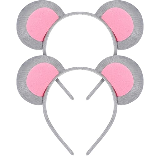 Haarreifen mit Ohren Kreative Cartoon Stirnband Tiara Foto Booth Haarschmuck für Kinder Cosplay Geburtstagsfeier Karneval Weihnachten Party Supplies 2 Stück (Grau) von Amosfun