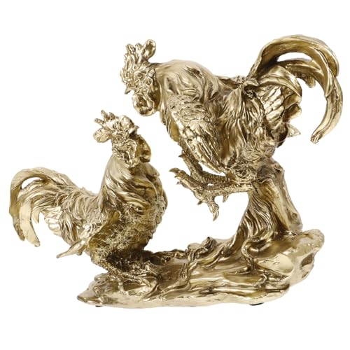 Amosfun Hahn-Harz-Ornament Hühnerstall Hühnerkostüm Inkubator aufblasbares Kostüm Huhn bauernhoftiere Animal Figures Modell eines Gartenhahns Schreibtisch-Hühnerfigur Golden von Amosfun