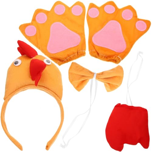 Amosfun Huhn Kostüm Set für Kinder - Haarreif, Schleife, Schwanz und Handschuhe für Party, Karneval, Ostern von Amosfun