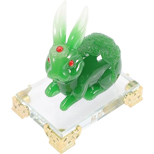 Amosfun Jade-Kaninchen-Ornament für kinderspielzeug Kid Toys Mond guckender Hase Dekoration spielzeuge Exquisite Hasenfiguren dekorative Kaninchenstatuen Harz Green von Amosfun