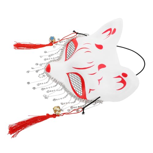 Amosfun Japanische Maske Mit Quaste Strass-Fuchs-Maske Cosplay-Halbmaske Für Maskerade Karneval Ball Party Halloween Kostümzubehör von Amosfun