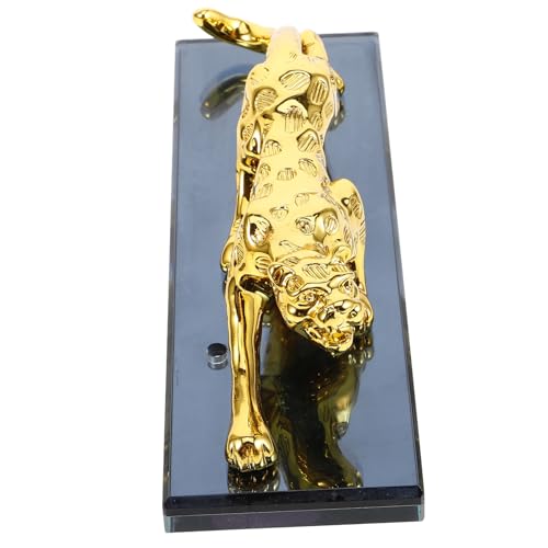 Amosfun Leopardenmodell Schildkrötengehege Im Freien Schildkröte Zubehör Zebra Reichtum Leopard Tierfigur Igel-Statue Bartagame Hängematte Plüsch Gecko Leopardenfigur Golden Kristall von Amosfun