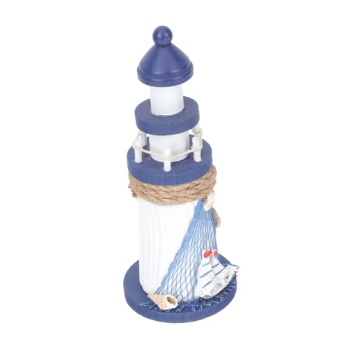 Amosfun Leuchtturm Mini Leuchttürme Leuchtturm Vogelhäuschen Figuren Segelboot Outdoor Strandhütte Solar Meeresdekoration Mediterraner Leuchtturm Kiefernholz von Amosfun