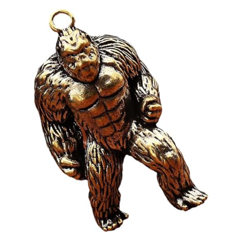 Amosfun Gorilla-spielzeugstatue Einzigartiges Gorilla-ornament Aus Kupfer Dekoration für Den Schreibtisch Schlüsselanhänger Messing-skulptur Messingfarbene Verzierungen für Zuhause von Amosfun