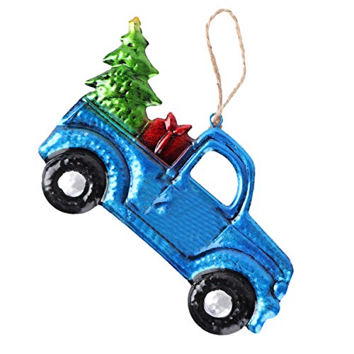 Amosfun Mini Weihnachtsbäume Ornamente Ld Metall Pickup Truck Auto Modell Weihnachten Urlaub Party Dekor - Blau von Amosfun