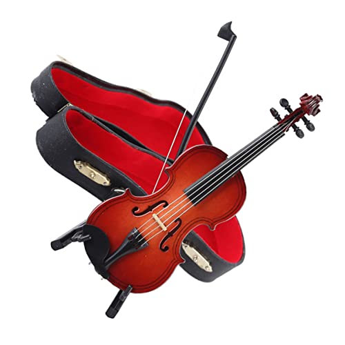 Amosfun Miniatur Violin Modell Handgefertigtes Musikinstrument Deko Mit Kunstlederbox Und Ständer Perfektes Für Musikliebhaber Und Als Dekoration Für Zuhause Oder Büro von Amosfun