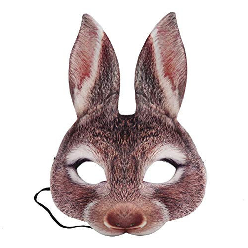 Amosfun Ostern Kaninchen Maske Halbe Gesichtsmaske Karneval Party Häschen Kostüm Ohr Maske Braun von Amosfun