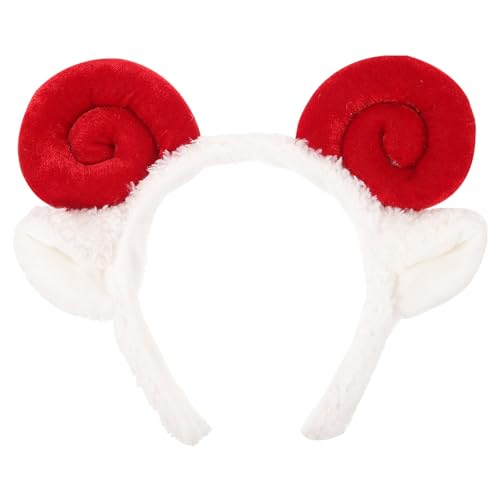 Amosfun Plüschtier Ohren Stirnband Shofar Schaf Horn Haarbänder Haarbänder Kopfbedeckungen für Neujahr Valentinstag Kostüme Cosplay (rot) von Amosfun