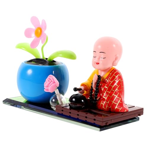 Amosfun Solarbetriebene Mönchsfigur Auto-armaturenbrett-Dekoration Bonsai-mönchsmodell Mönchsdekor Für Büro Und Zuhause von Amosfun