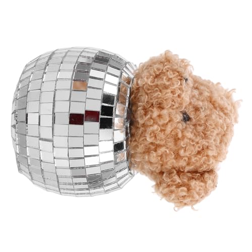 Amosfun Reflektierender Disco-spiegelkugel-Topper, Stoffbär-Ornament, Glas-Disco-Kugel Mit Bären- Für Heim- Und Party-Disco-Motto-tischdekoration von Amosfun