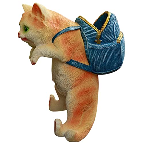 Amosfun Deko Katze Rucksack Katzenskulptur Figur Katzenhaus Türdekoration Weiße Katzenstatuen Als Heimdekoration Katzengartendekoration Katzenbrunnen Wasserbrunnen Katzennapf Katzentunnel Harz von Amosfun