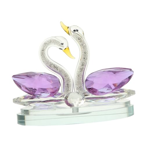 Amosfun Schwan-Ornamente Statue in Schwanenform Briefbeschwerer-Figur Zur Hochzeit Schwan Figur Schwan-wohnkultur Schwanenfigur Dekoration Schwanenschmuck Aus Glas Kristall Violett von Amosfun