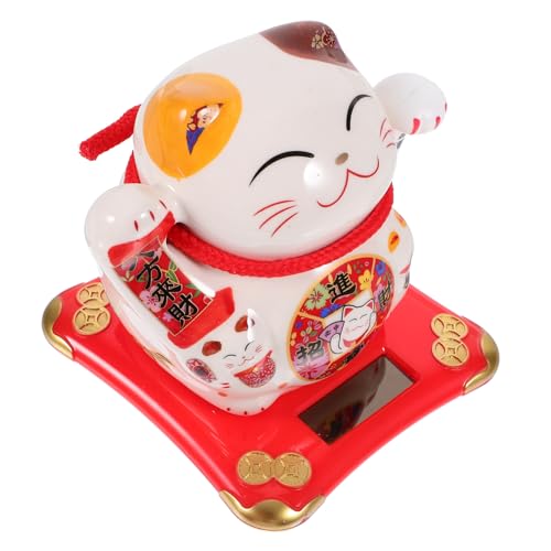 Amosfun Solare Glückskatze طاقه شمسيه sonnenenergie glucksbringer car Decor solardeko chinesische Katze winkt mit dem arm Futterspender Exquisite Tiere Katze winkende Katze Keramik von Amosfun