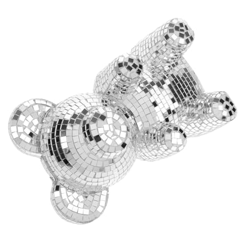 Amosfun Spiegelbären-Ornamente Glitzerkugelverzierungen Bärenstatue Spiegelkugel-Ornamente Bär Skulptur Geburtstagsgeschenk hochzeitsdekoration Disco-Spiegelkugel Discokugel Glas von Amosfun