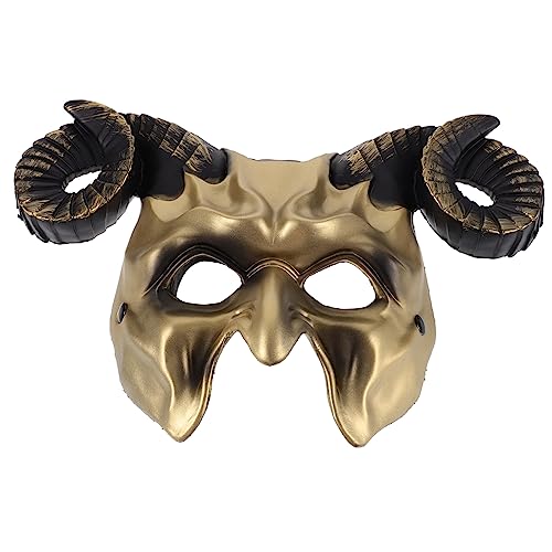 Amosfun Ziegen-cosplay-requisiten Teufelsmaske Festival-cosplay-maske Schafmaske Kleid Cosplay Prop Maske Halloween Cosplay Große Hörner Gruselige Maske Hornmaske Zubehör Bilden 3d Plastik von Amosfun