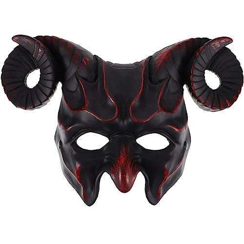 Amosfun Ziegenmaske Halloween-ziegen-halbmaske Halloween-maske Urlaubsparty-maske Maske Für Halloween Ziegenhörner Ochsenhornmasken Teufelsmaske Schafmaske Plastik Gesichtsmaske 3d Cosplay von Amosfun