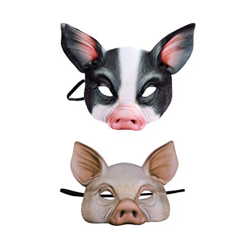 Amosfun neuheit Schwein Maske Schwein Gesichtsmaske Halloween kostüme Halloween Horror Maske halbes Gesicht Tier Maske Schwein Maske Halloween parteibevorzugungen 2 stück von Amosfun