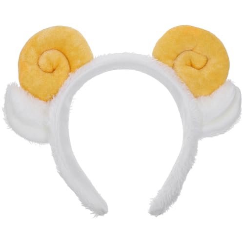 Amosfun plüschtier ohren stirnband shofar schaf horn haarbänder haarbänder kopfbedeckungen für neujahr valentinstag kostüme cosplay (gelb) von Amosfun