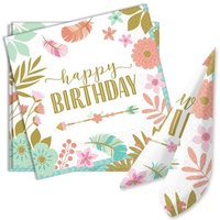 Boho Chic Hippie Party 16 Servietten, 33x33cm, Happy Birthday von Amscan Europe GmbH