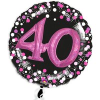 Glitzer-Folieballon Set mit 3D Effekt in schwarz-pink zum 40. Geburtstag von Amscan Europe GmbH