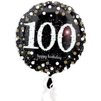 Glitzernder Folienballon zum 100. Geburtstag, schwarz, 35cm, 1 Stück von Amscan Europe GmbH