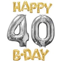 "HAPPY 40 B-DAY" XL Ballonset zum 40. Geburtstag gold-silber von Amscan Europe GmbH