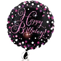 Happy Birthday Glitzerballon, Folie, 1 Stk, Ø 35cm von Amscan Europe GmbH