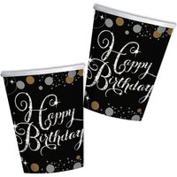 Sparkling Celebration Partybecher, 8er Pck, 266ml, schwarz-gold von Amscan Europe GmbH