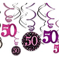 Spiralen zum 50. Geburtstag einer Frau in Pink, 12er Pack, Folie/Pappe von Amscan Europe GmbH