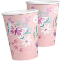 8 Pappbecher "Butterfly", 250ml von Amscan