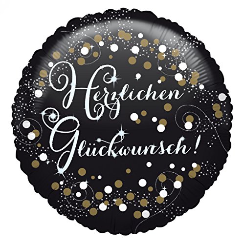 Amscan 3771401 - Standard Folienballon Herzlichen Glückwunsch, Durchmesser 43 cm, Heliumballon, Geburtstag, Gold von amscan