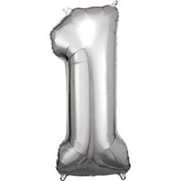 Amscan Folienballon Zahl 1 silber 33x86cm von Amscan