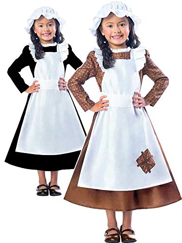 amscan 9000648 Victorian Girl Costume with Hat and Attached Apron-Age Years-1 PC Viktorianisches Mädchen-Kostüm mit Hut und angenähter Schürze, Alter 9–10, 1 Stück, braun, 9-10 Jahre von amscan