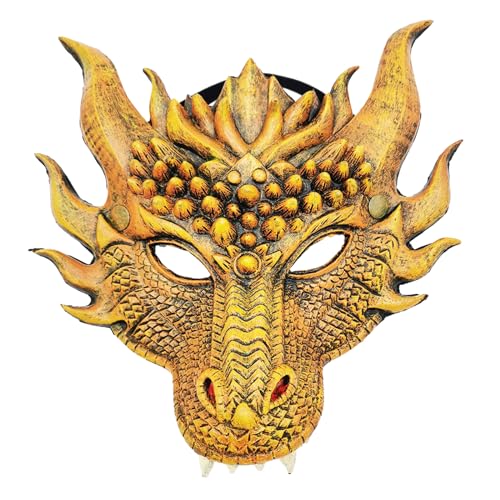 3D Drachenmaske PU-Schaumstoffmaske Halloween Party Kostüm Cosplay Maske für Erwachsene Männer Frauen Gruselige Tier Halbgesichtsmaske Tier Halbgesichtsmaske Füchse Maske Halloween Cosplay Kostüm von Amsixo