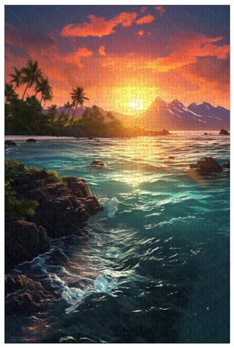 AmsoAn Hölzerne Puzzles, Meeresblick-Sonnenuntergang-Puzzle, Lernspiele, Pädagogisches Lernspielzeug Für Erwachsene Und Jugendliche/B/1000 von AmsoAn