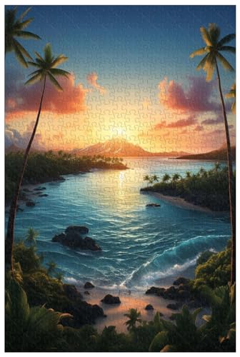 AmsoAn Hölzerne Puzzles, Meeresblick-Sonnenuntergang-Puzzle, Lernspiele, Pädagogisches Lernspielzeug Für Erwachsene Und Jugendliche/C/1000 von AmsoAn