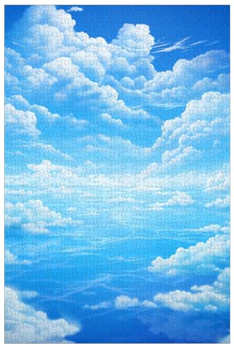 AmsoAn Holzpuzzles, Blauer Himmel, Wolken, Puzzle, Lernspiele, Lernspielzeug Für Erwachsene Und Jugendliche/B/1000 von AmsoAn