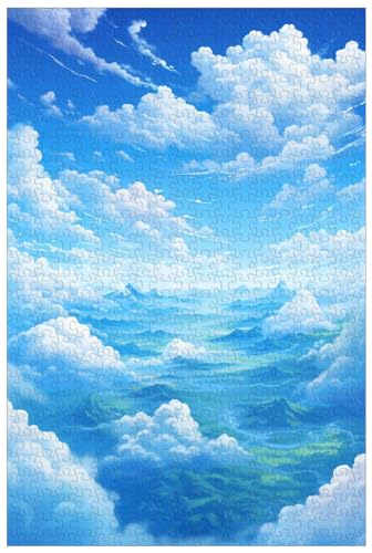 AmsoAn Holzpuzzles, Blauer Himmel, Wolken, Puzzle, Lernspiele, Lernspielzeug Für Erwachsene Und Jugendliche/D/1000 von AmsoAn