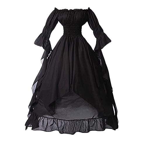 Amxleh Damen Mittelalter Kleid Erwachsene für Halloween Weihnachten Party Cosplay Kostüm Vampir Tunika uniform Damen RenaissanceFrench Maid Dress Niedliche Maid Cosplay Kleid für Halloween Kostüm von Amxleh